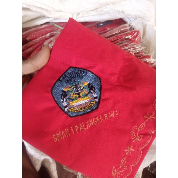 jilbab bordir logo sekolah kain polino