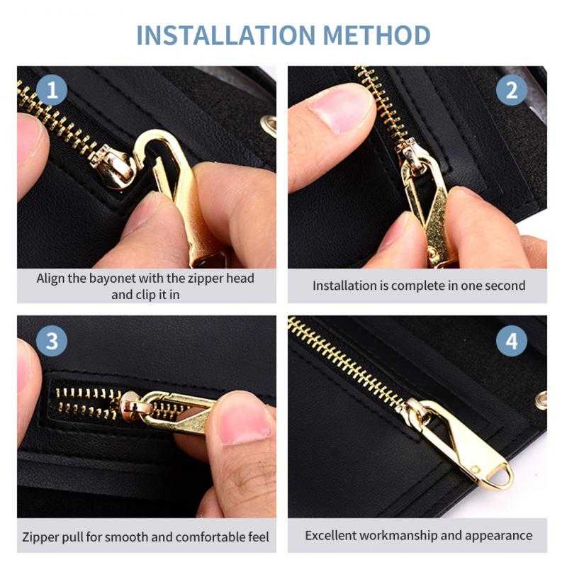 KALAX Kepala Penarik ritsleting pengganti yg patah (dapat 5pcs) instant Kit perbaikan untuk resleting rusak tas perjalanan koper ritsleting kepala DIY kerajinan jahit Ritsleting Pengganti Zipper Head Replacement 5 PCS