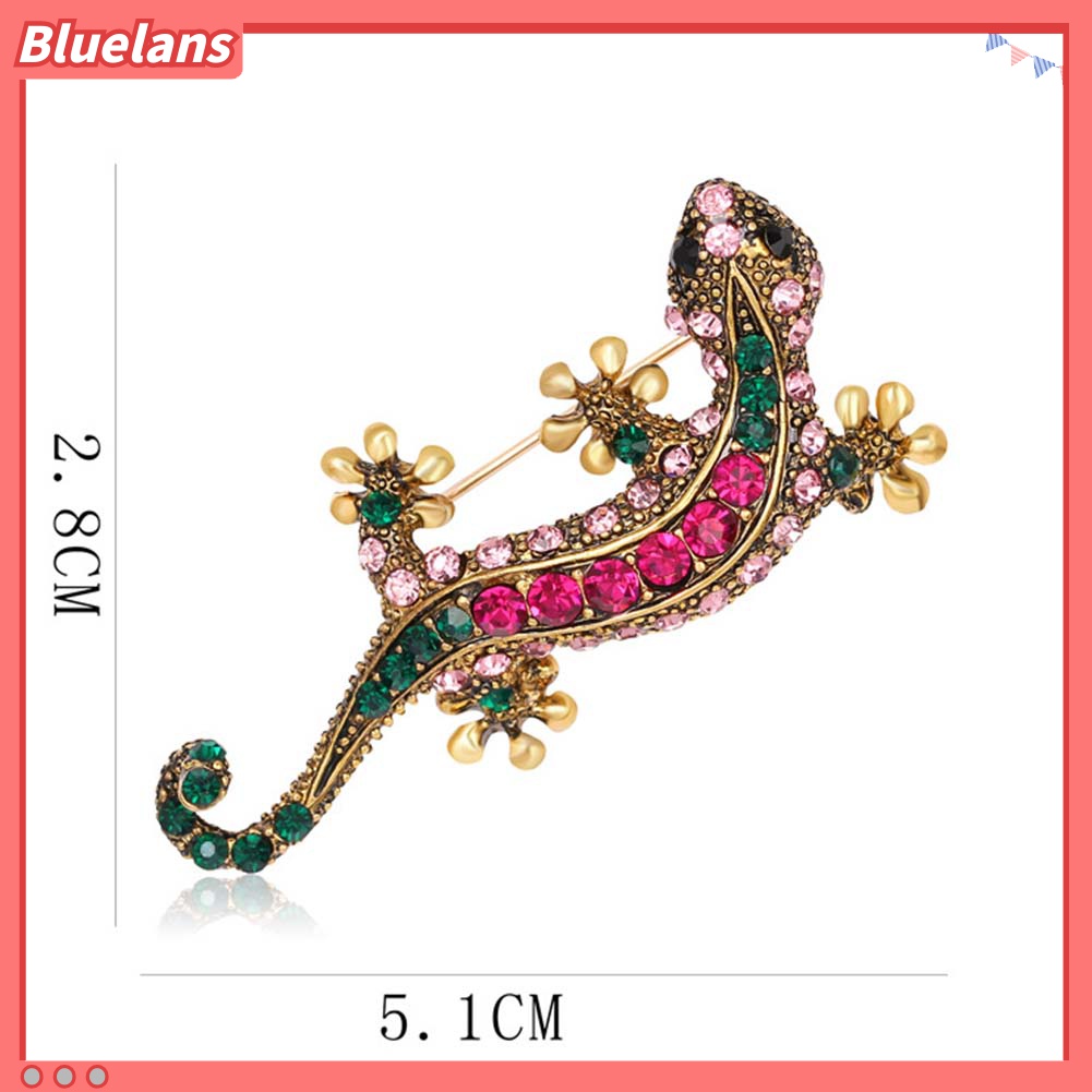 Bros Pin Berlian Imitasi Bentuk Hewan Lizard Gecko Creeper Untuk Unisex