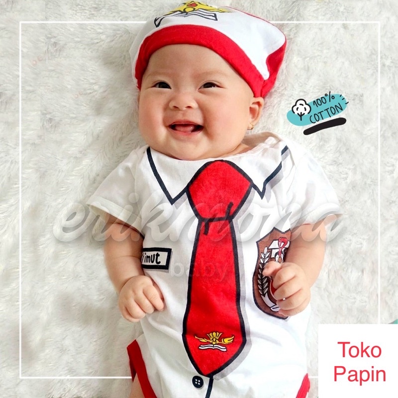 TokoPapin Baju Anak Bayi Jumper Anak Bayi Motif Karakter Lucu Katun Halus Set Topi