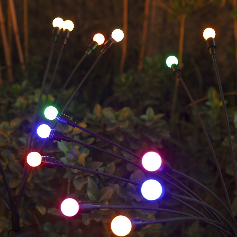 Lampu Taman 8 / 10-led Tenaga Surya Bentuk Kunangkunang Anti Air Untuk Dekorasi Outdoor