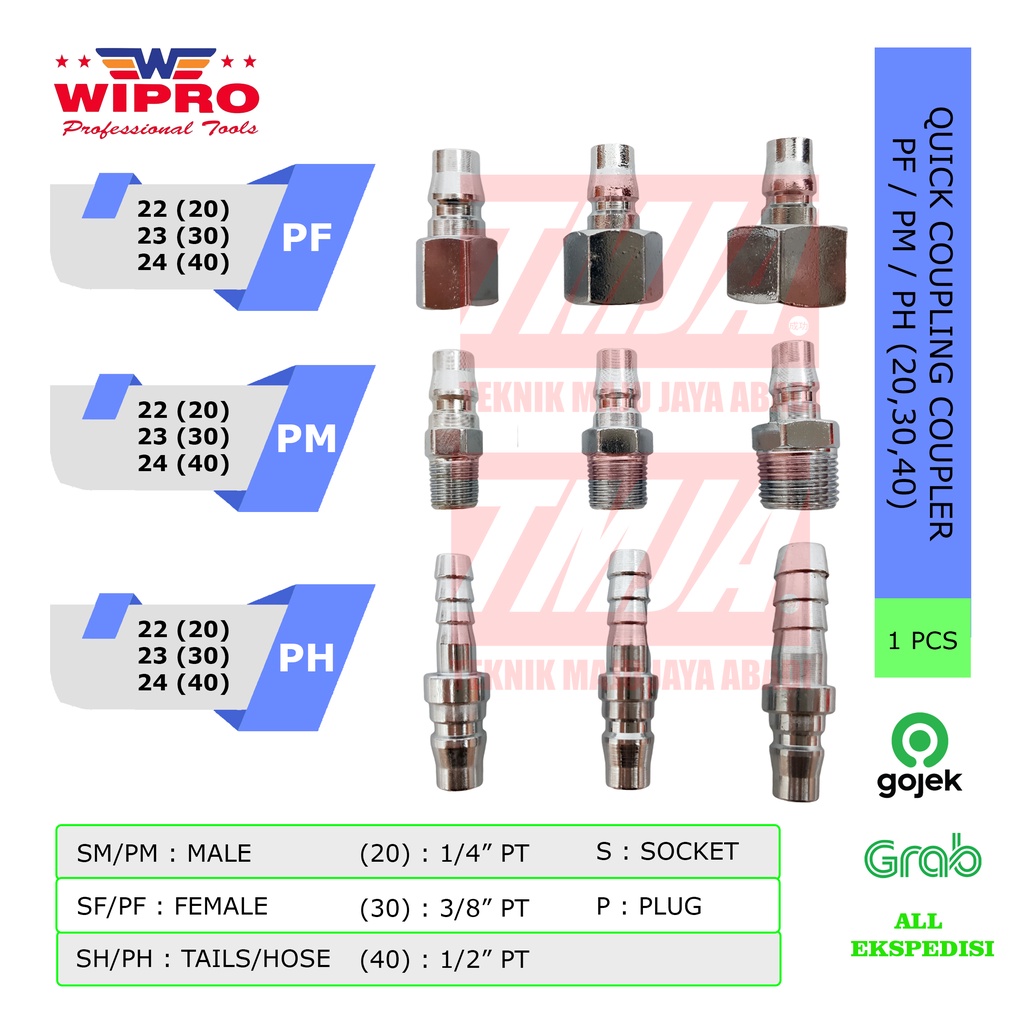 WIPRO Quick Coupler Coupling Sambungan Selang Angin PF PM PH(20/30/40)