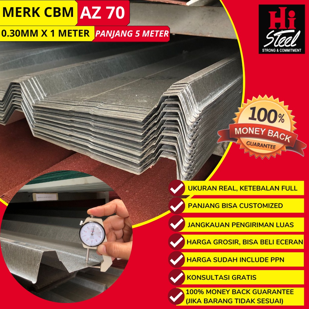 Atap Spandek CBM 0.30mm X 1m X 5m