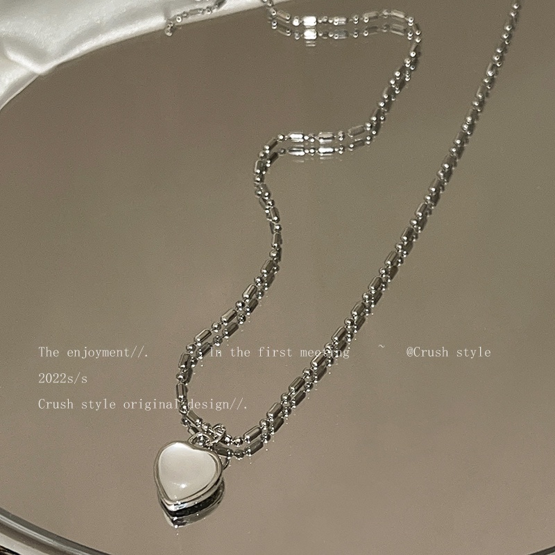 AY(CN) Kalung Rantai Choker Liontin Hati Warna Silver Untuk Wanita