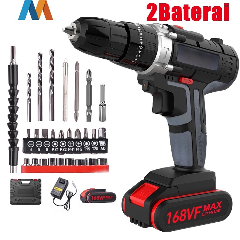 Mukava Baterai dua ganda Mesin bor cordless/Elektrik Drill/ bor listrik/beton besi kayu full set pilihan Bor tanpa kabel