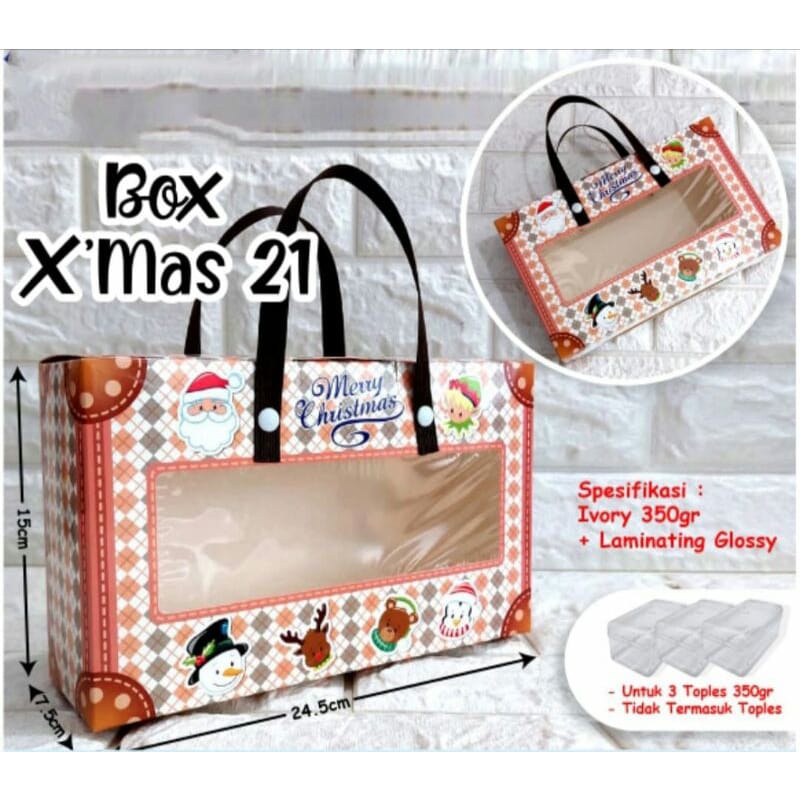 BOX NATAL / BOX CHRISTMAS / BOX X MAS 21 / PACKAGING CHRISTMAS / UKURAN 24,5 CM X 7,5 CM