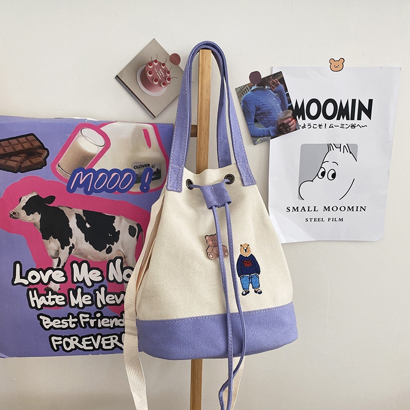 [BISA COD] T3999 Tas Canvas Tas Selempang Wanita Korea Tote Bag Sling Bag Perempuan Tahan Air Stylish