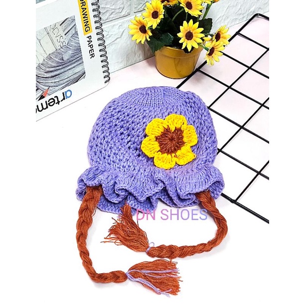 Topi Kepang Anak Bayi Topi Rajut Anak Kupluk Bayi Topi Anak Perempuan Rajut Lucu Motif Pita