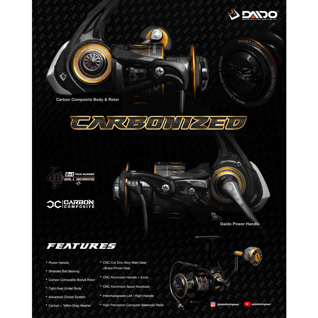 Reel Daido Carbonized Power Handle 800-6000