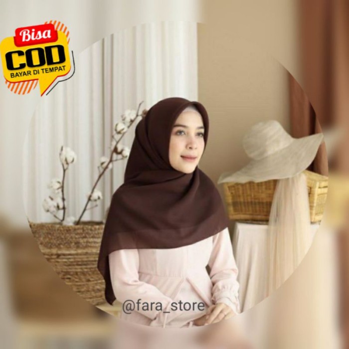 Hijab Naburjustore Hijab Jilbab Kerudung Polos Segiempat Bella Square Coklat Tua Pramuka