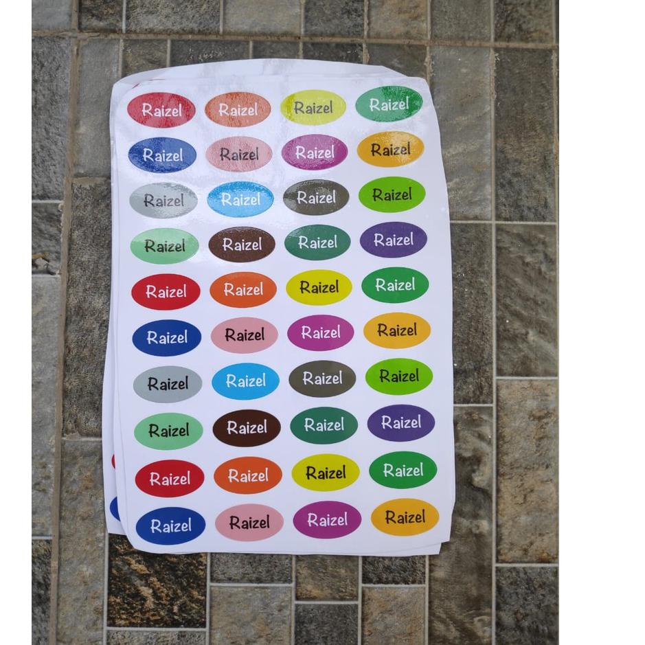 

Flash Sale - Stiker Nama Custom Penanda Pensil Pena Sikat Gigi Buku Tulis Charger Identitas Sticker Ukuran Kecil Oval ,,