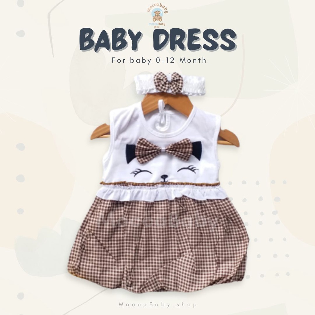 MBSS - QIU2 KITTEN WHITE Baju Bayi Perempuan Baju Rok Terusan Bayi Rok Bayi Perempuan Pakaian Bayi Perempuan