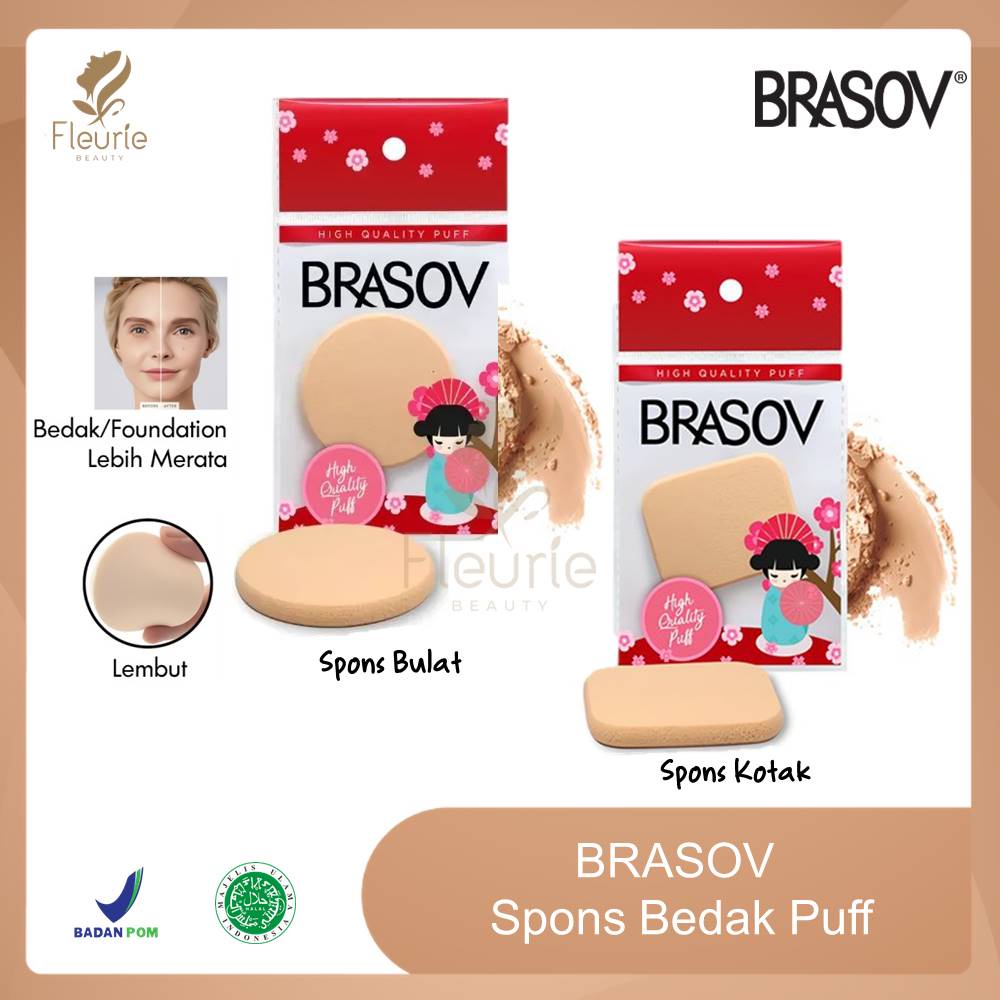 BRASOV Spons Bedak Puff Bulat / Kotak - BRASOV Spons Bedak Foundation