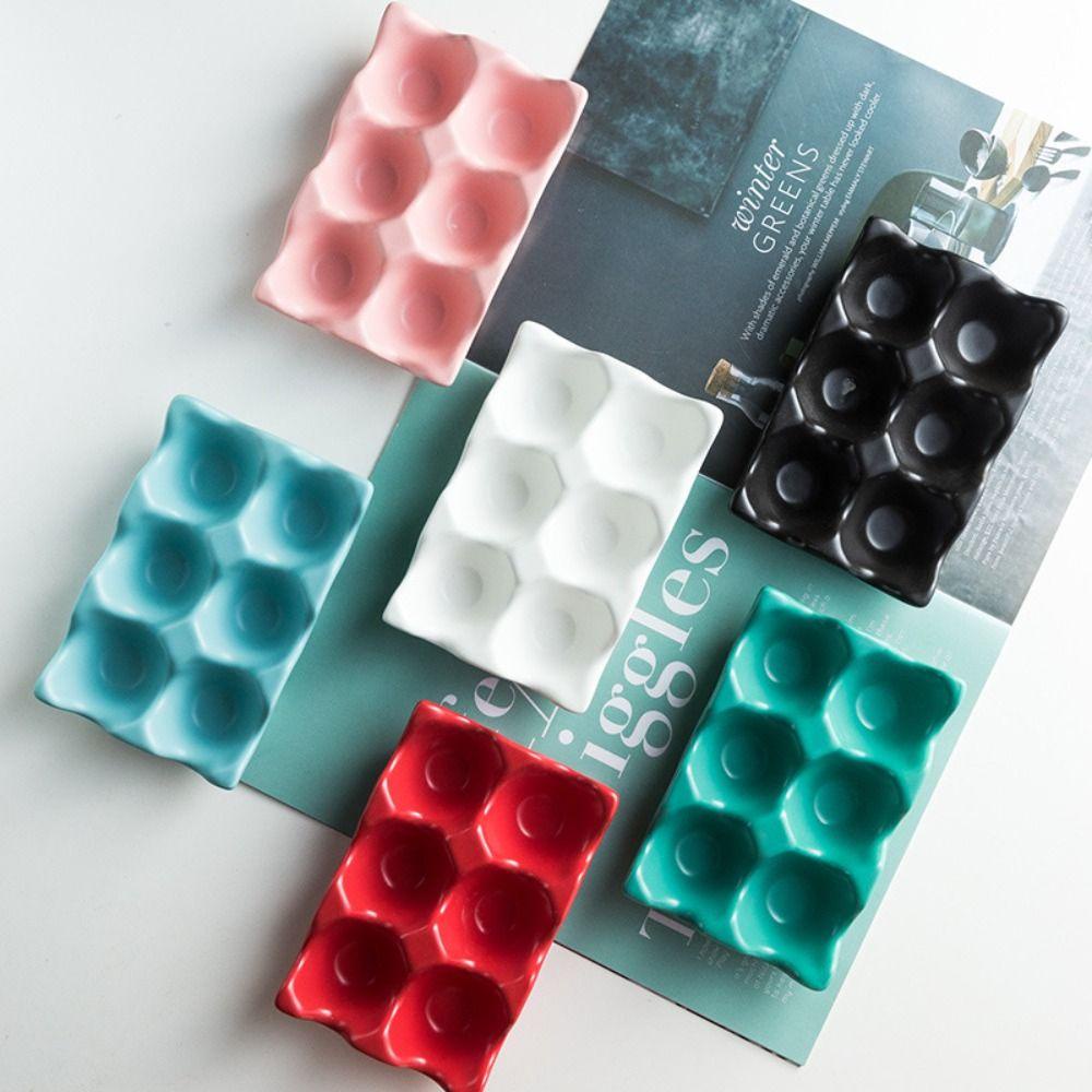 【 ELEGANT 】 Eggs Tray Christmas DIY Porcelain Telur Rebus Dekorasi Rumah Rak Penyimpanan Keramik