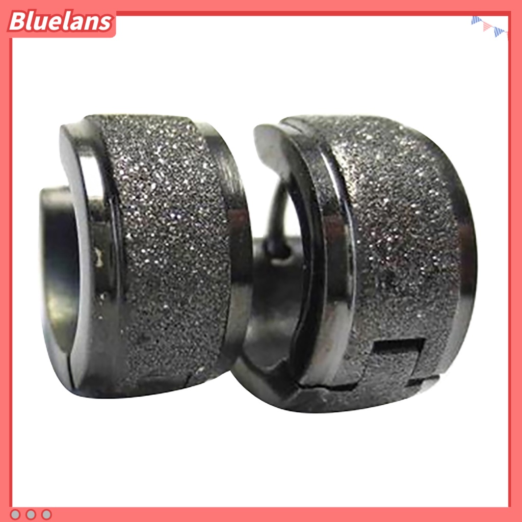 Bluelans 1 Pair Men Women Titanium Steel Dull Polish Hoop Huggie Earrings Ear Studs