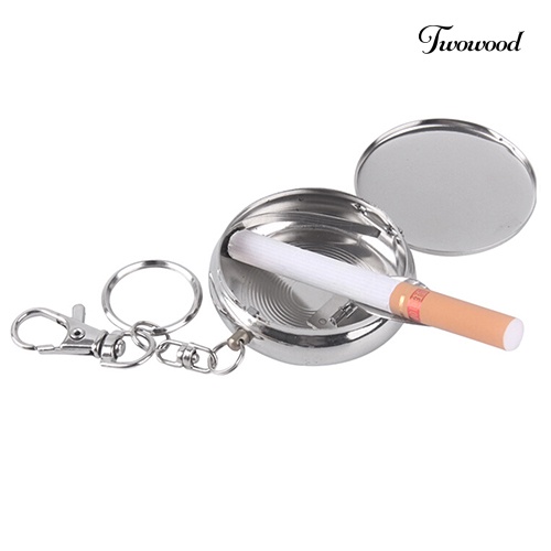 Gantungan Kunci Bentuk Bulat Mini Portable Bahan Stainless Steel