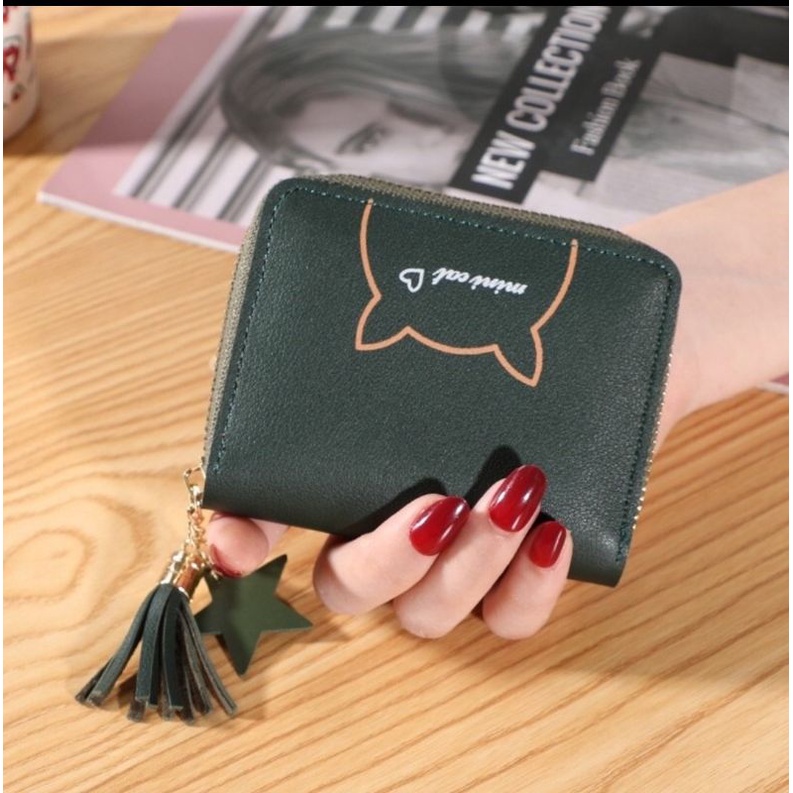 Dompet Kelly Belly Mini Doff Bahan Botega Lorena Dompet Wanita Forever Young-Mini Cat Green