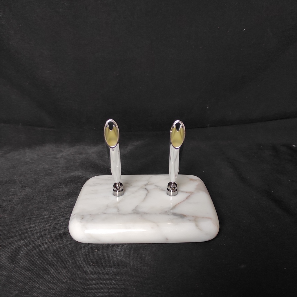 

MARBLE PENA HOLDER TEMPAT PULPEN BOLLPOINT MEJA KANTOR MARMER 2 HOLDER SILVER