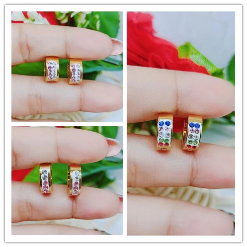 Anting Titanium Permata Warna Warni Fashion Jewelry W024-026