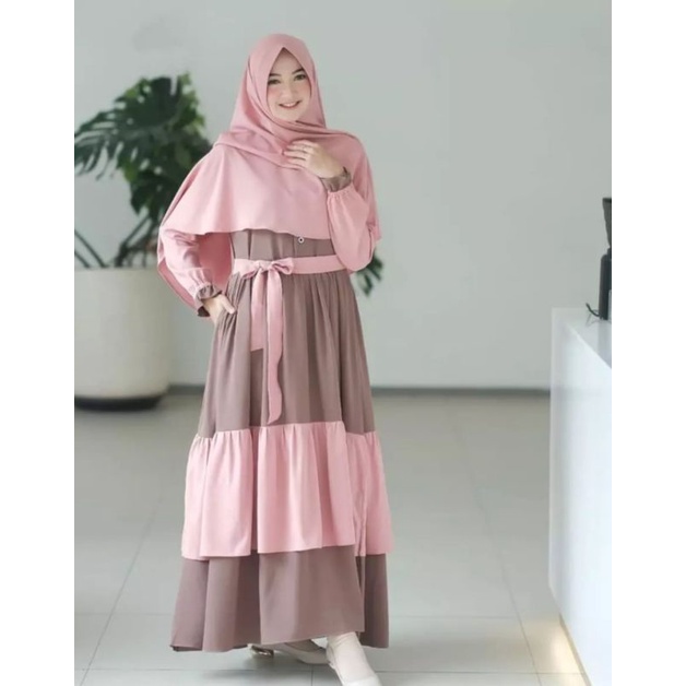 gamis panjang set hijab/gamis syari/gamis dewasa/gaun panjang/gamis panjang set hijab untuk ibu menyusuigaun panjang  set khmir model syrai/,gamis panjang remaja terbaru/