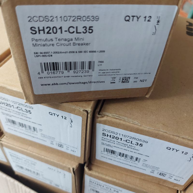 MCB ABB 35A 1Phase Original PLN type SH 201 Biru