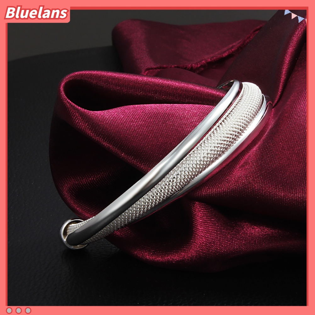 Bluelans Classical Silver Plated Bevel Edge Opening Bangle Bracelet Gift Fashion Jewelry