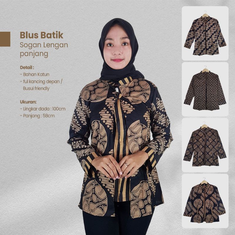 Blus Batik Sogan Lengan Panjang - Naira Batik