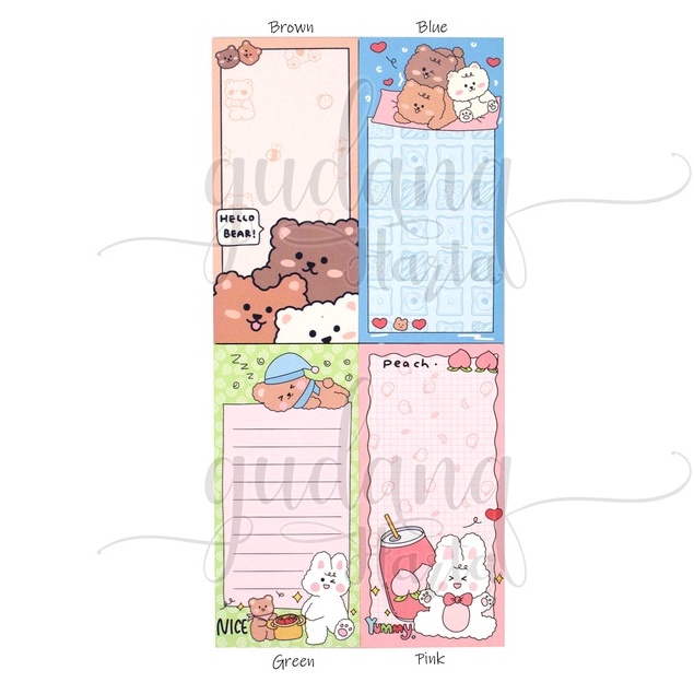 

GCC Memo Fluffy Rabbit Memopad Motif Kelinci Lucu Unik Beruang DIY Scrapbook GCC 301417