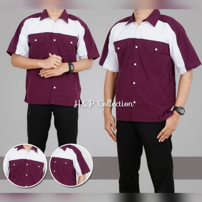 Seragam Kerja Kemeja Seragam Kerja / Hijau Combi Putih