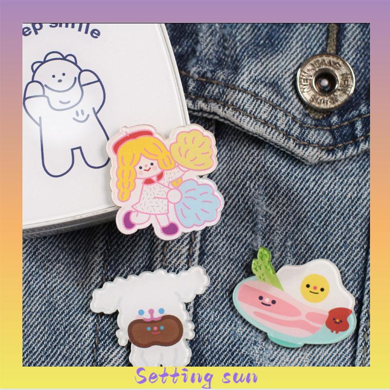 Korean Style Pin Brooch Bros Cute Aesthetic Karakter Akrilik TN