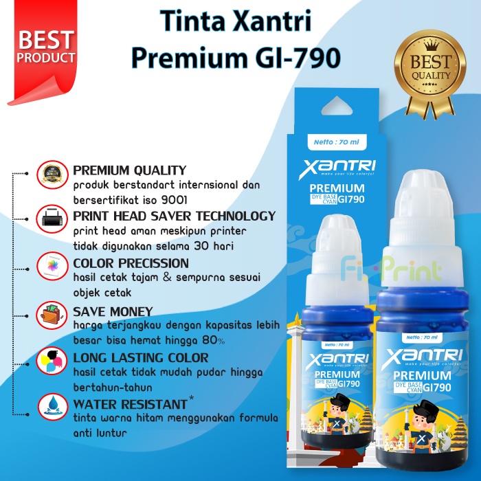 Tinta Xantri Premium GI790 GI-790 Black Pigment 135ml CMY 70ml Printer Cn PIXMA G1010 G2010 G3010 G4010 G4000 G3000 G2000 G1000