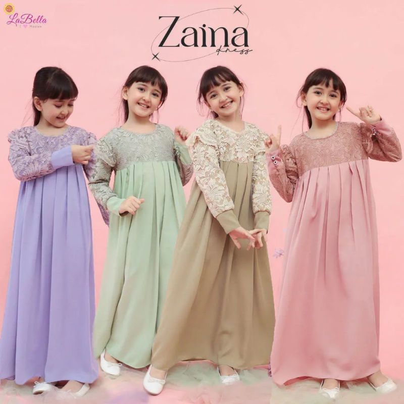 DRESS ZAINA BRUKAT BY LABELLA / GAMIS ANAK ZAINA BY LABELLA