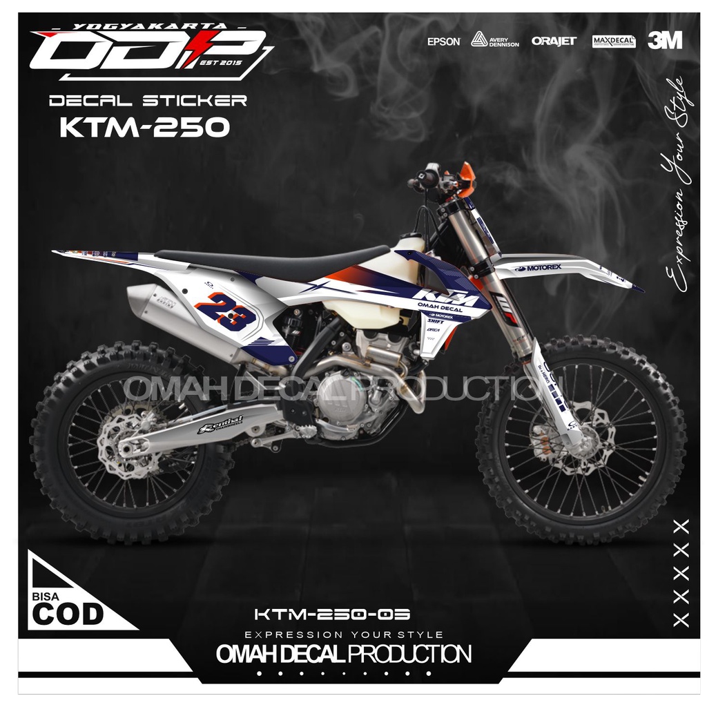 DECAL KTM 250 DEKAL STIKER  KTM 250 DEKAL KUALITAS TERBAIK BANYAK PILIHAN WARNA MODEL TERBARU KODE 0