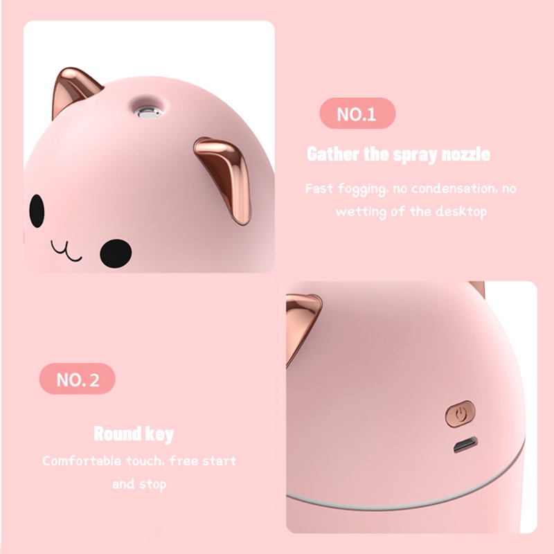 Humidifier Diffuser Minyak Esensial Aromaterapi Bentuk Hewan Peliharaan Dengan 2 Mode Usb Rechargeable