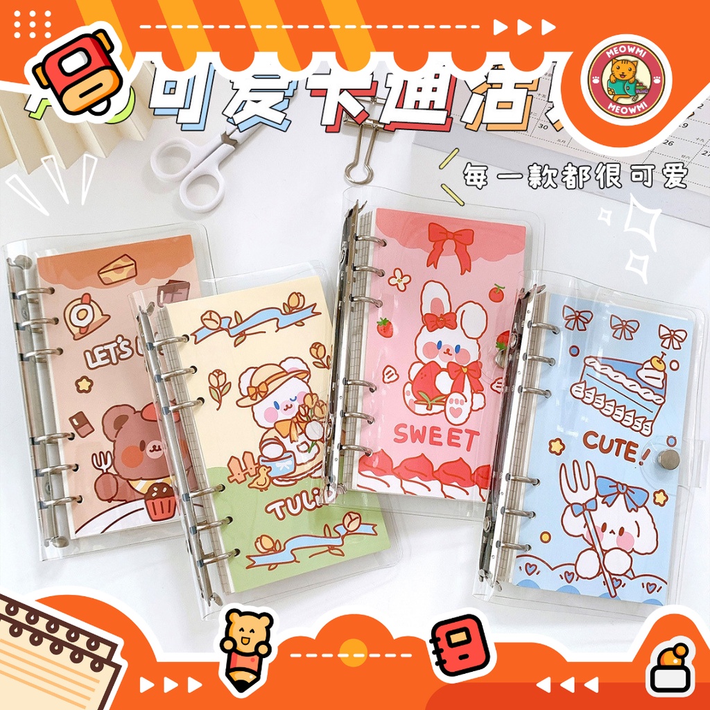 

Buku Binder 6 Ring A6 Transparan isi 100 lembar Aesthetic Cute DIY Diary Planner MB0127