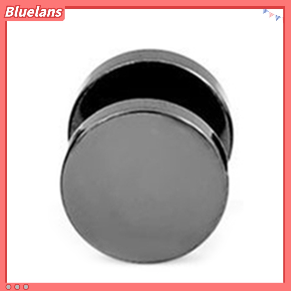 Bluelans Anting Stud Piercing Bentuk Bulat Bahan Stainless Steel Warna Hitam Ukuran 3mm - 14mm Gaya Punk Untuk Pria