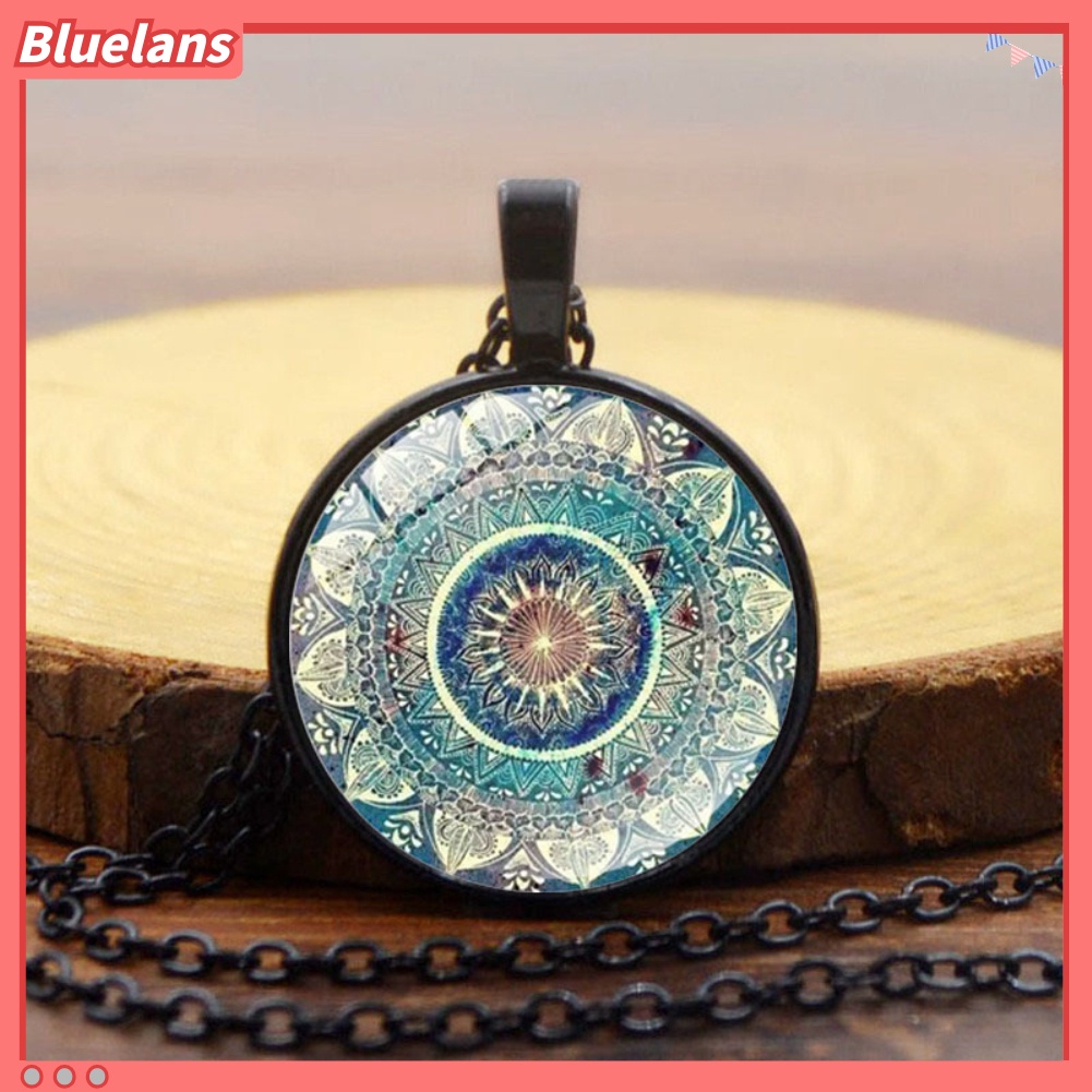 Bluelans Vintage Women Glass Cabochon Pendant Long Chain Mandala Necklace Jewelry Gift