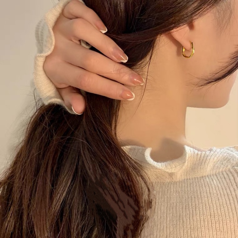 We Flower Anting Bulat Geometris Lapis Emas 14K Gaya Elegan Untuk Wanita