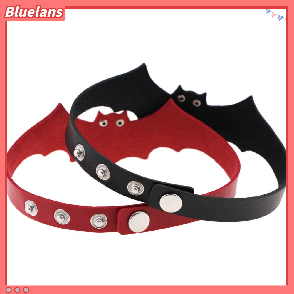 Bluelans Kalung Choker Bahan Kulit Imitasi Desain Kelelawar Gaya Punk Rock Gothic