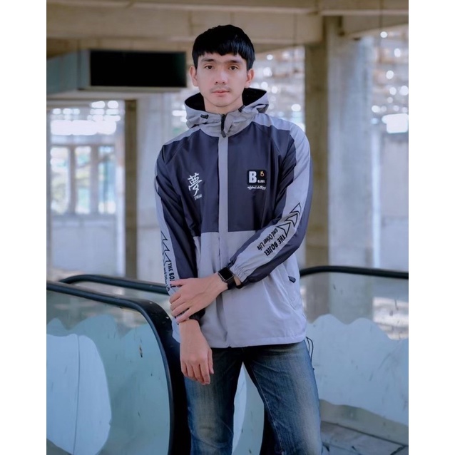 The Bojiel - Jaket Pria Jaket Parasut Jaket Outdoor Mountain Jaket Distro Jaket Casual Grey Navy