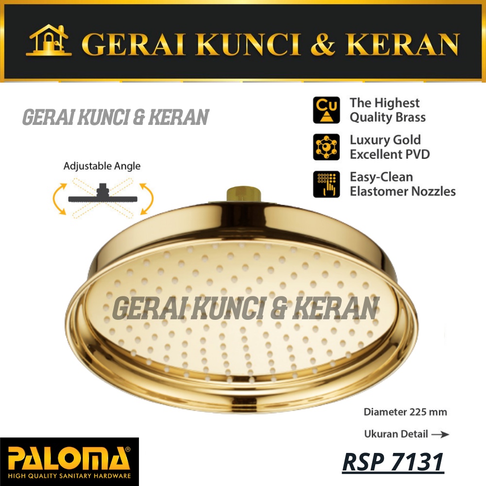 PALOMA RSP 7131 Rain shower Head Shower Rain Mandi Atas Kepala Gold