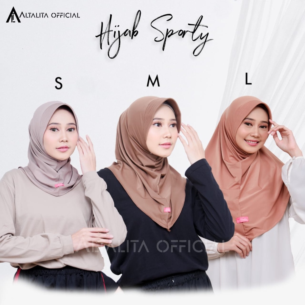 Altalita - Kerudung Sport Bergo Instan All Size Ukuran S M L Jersey Premium | Hijab Sporty Instan Olahraga Volly Futsal Senam Terbaru | Jilbab Sekolah Instan Menutup Dada