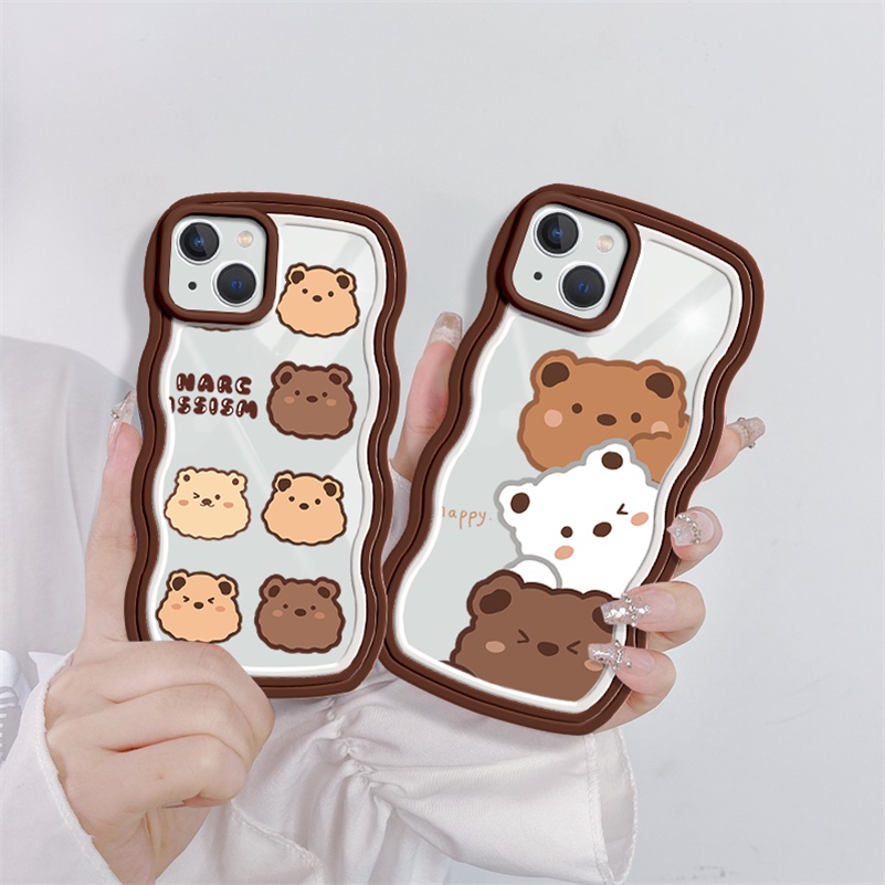 Soft Case Silikon Transparan Motif Kartun Brown Bear Untuk iPhone 14 13 12 11 Pro Max X Xr Xs Max 8 7 6 6s Plus