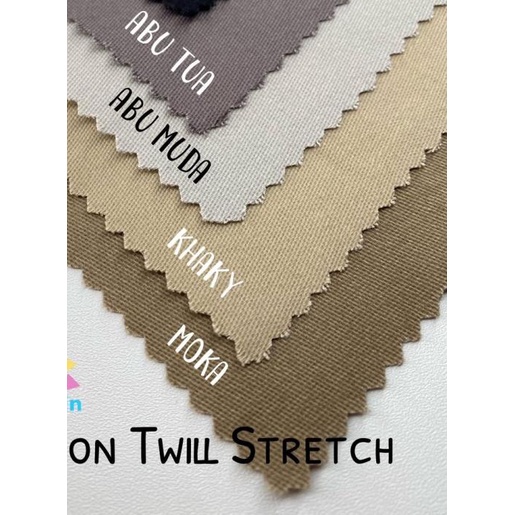 1 Meter Cotton Twill Stretch Sweding / Katun Twill Stret/ Bahan Chinos - Hitam