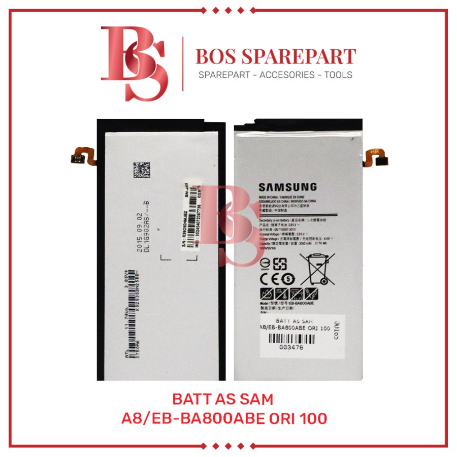 BATTERY AS SAMSUNG A8 / EB-BA800ABE ORI 100 / BATERAI / BATRE