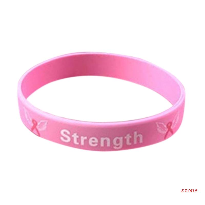 Zzz Gelang Tangan Silikon Motif Tulisan Hope Faith Courage Kanker Payudara Warna Pink Untuk Wanita