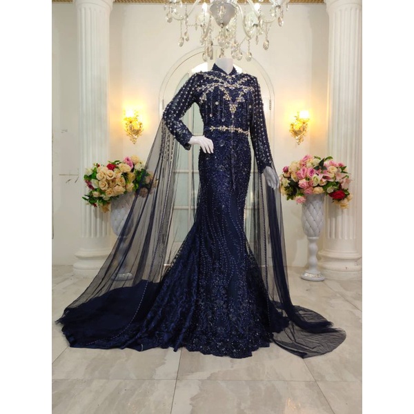gaun pengantin premium navy