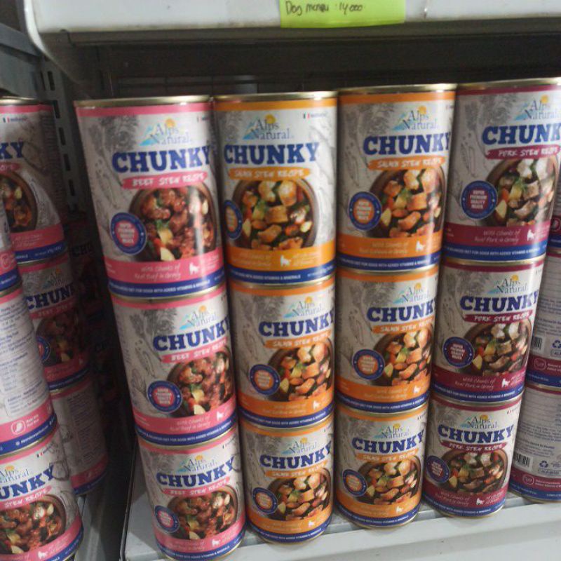 Alps Natural Chunky kaleng 415gr all varian promo paket 1dus(isi 24pcs) -GOJEK ONLY- makanan anjing basah promo