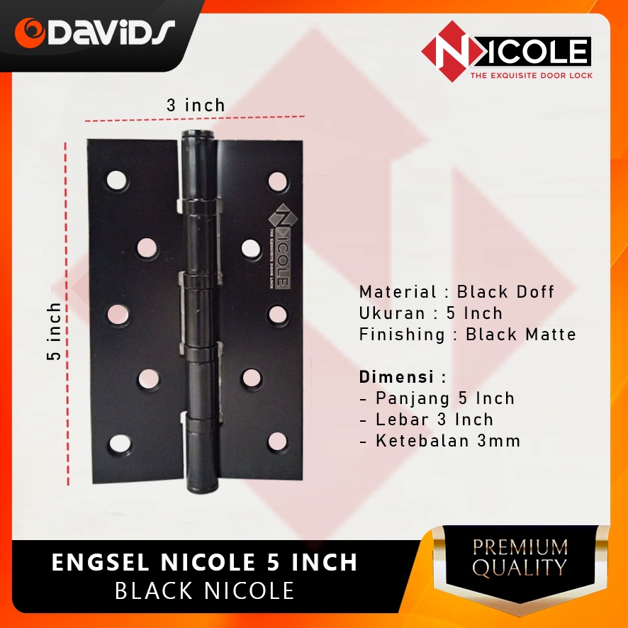 Engsel Pintu 5 Inch Rumah Jendela Besi Esel Hitam Kamar Mandi Nicole
