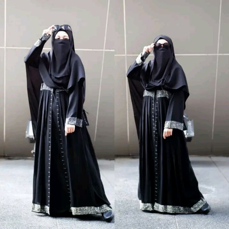 Gallery Exclusive Abaya Hitam Gamis Dubai 475 Swarosvky